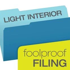 File Folders|Pendaflex File Folders, Recycled, 2-Tone , Legal Size, Top Tab, 1/3 Cut, 100/Box Blue