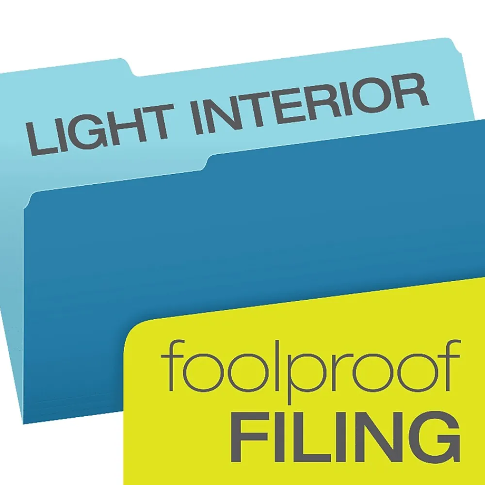 File Folders|Pendaflex File Folders, Recycled, 2-Tone , Legal Size, Top Tab, 1/3 Cut, 100/Box Blue