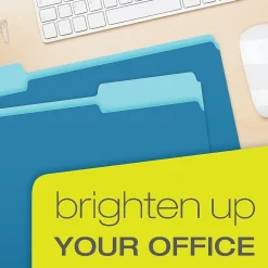 File Folders|Pendaflex File Folders, Recycled, 2-Tone , Legal Size, Top Tab, 1/3 Cut, 100/Box Blue