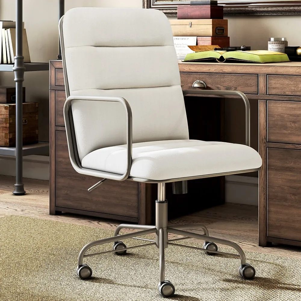 Office Chairs*Finch Franklin Bonded Leather Computer and Desk Chair, Cream White (CHR10060D)