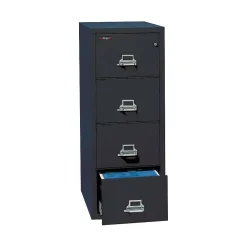 File Cabinets*FireKing Fire King 1-Hour Fire Resistant Vertical File Cabinet, Legal, 4-Drawer, Black, 31 1/2"D, Truck to Loading Dock