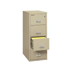 File Cabinets*FireKing Classic 4-Drawer Vertical File Cabinet, Fire Resistant, Letter, Parchment, 31.56"D (4-1831-CPA)