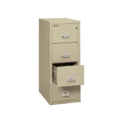 File Cabinets*FireKing Classic 4-Drawer Vertical File Cabinet, Fire Resistant, Letter, Parchment, 31.56