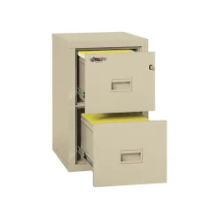 File Cabinets*FireKing Dock to Dock 2-Drawer Mobile Vertical File Cabinet, Letter/Legal, Lockable, Fire Resistant, Parchment (2R1822-CPA)