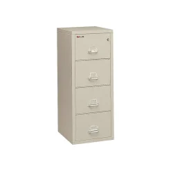 File Cabinets*FireKing 1-Hour 25"Fire Resistant Vertical Cabinet, Legal, 4-Dwr, Parchment, 52 3/4"H x 20 13/16"W x 25 1/16"D, Inside Delivery