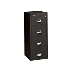 File Cabinets*FireKing 2-Hour Fire Resistant Vertical File Cabinet, Letter, 4-Drawer, Black, 56 3/16"H x 19"W x 31 3/16"D, Inside Delivery