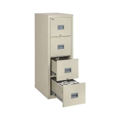 File Cabinets*FireKing Patriot 4-Drawer Vertical File Cabinet, Fire Resistant, Letter, Parchment, 31.56