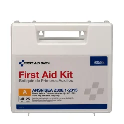 First Aid Only Plastic First Aid Kit, ANSI 2015 Class A, 25 People, 89 Pieces (90588)