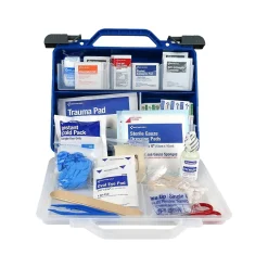 First Aid Only Plastic First Aid Kit with Magnetic Flashlight, 50 People, 322 Pieces, Clear/Blue (91414)