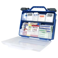 First Aid Only Plastic First Aid Kit with Magnetic Flashlight, 50 People, 322 Pieces, Clear/Blue (91414)