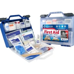 First Aid Only Plastic First Aid Kit with Magnetic Flashlight, 50 People, 322 Pieces, Clear/Blue (91414)