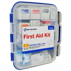 First Aid Only ReadyCare Plastic First Aid Kit with Medication, ANSI 2021 Class A, 50 People, 238 Pieces, Clear/Blue (90698)