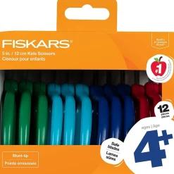 Scissors|Fiskars 5" Stainless Steel Kid's Scissors, Blunt Tip, Assorted Colors (1067001)