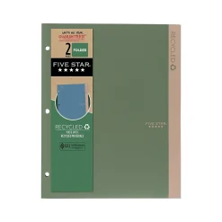 Pocket Folders|Five Star 100% Recycled 3-Hole Punched 2-Pocket Paper Folder, Assorted Colors (330027-22)