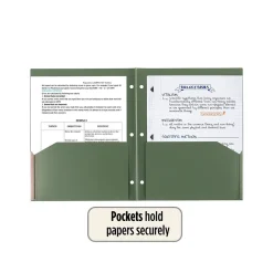 Pocket Folders|Five Star 100% Recycled 3-Hole Punched 2-Pocket Paper Folder, Assorted Colors (330027-22)