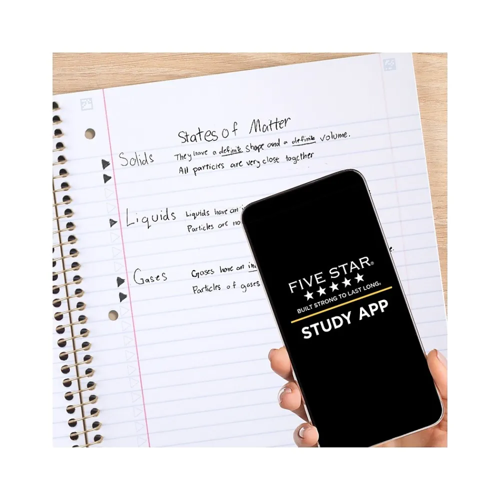 Subject Notebooks|Five Star Brushy Moves 1-Subject Notebooks, 8.5" x 11", Wide-Ruled, 80 Sheets, Assorted Colors, 2/Pack (930060)