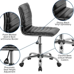 Office Chairs*Flash Furniture Alan Armless Vinyl Swivel Low Back Task Office Chair, Black/Chrome (DS512BBK)