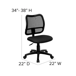 Office Chairs*Flash Furniture Alber Armless Ergonomic Mesh Swivel Mid-Back Task Office Chair, Black (WLA277BK)
