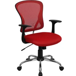 Office Chairs*Flash Furniture Alfred Ergonomic Mesh Swivel Mid-Back Task Office Chair, Red (H8369FRED)