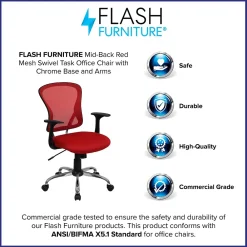 Office Chairs*Flash Furniture Alfred Ergonomic Mesh Swivel Mid-Back Task Office Chair, Red (H8369FRED)