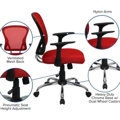 Office Chairs*Flash Furniture Alfred Ergonomic Mesh Swivel Mid-Back Task Office Chair, Red (H8369FRED)