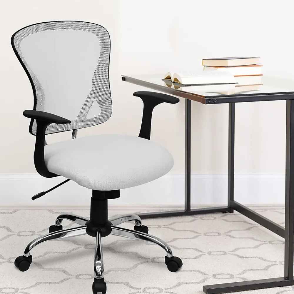 Office Chairs*Flash Furniture Alfred Ergonomic Mesh Swivel Mid-Back Task Office Chair, White (H8369FWHT)