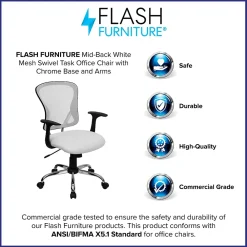 Office Chairs*Flash Furniture Alfred Ergonomic Mesh Swivel Mid-Back Task Office Chair, White (H8369FWHT)