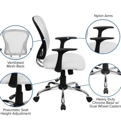 Office Chairs*Flash Furniture Alfred Ergonomic Mesh Swivel Mid-Back Task Office Chair, White (H8369FWHT)