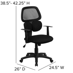 Office Chairs*Flash Furniture Ariel Ergonomic Mesh Swivel Mid-Back Task Office Chair, Black (BT2755BK)