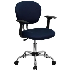 Office Chairs*Flash Furniture Beverly Ergonomic Mesh Swivel Mid-Back Padded Task Office Chair, Navy (H2376FNAVYARMS)