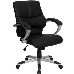 Office Chairs*Flash Furniture Bodie LeatherSoft Swivel Mid-Back Manager's Office Chair, Black (H9637L2MID)