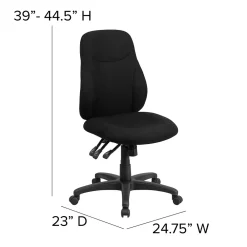Office Chairs*Flash Furniture Brandy Armless Ergonomic Fabric Swivel Mid-Back Task Office Chair, Black (BT90297M)