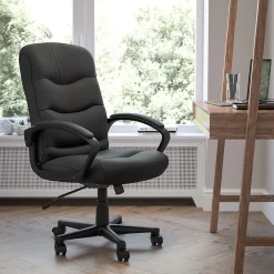 Office Chairs*Flash Furniture Chelsea LeatherSoft Swivel Mid-Back Executive Office Chair, Black (GO9771BKLEA)