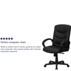 Office Chairs*Flash Furniture Chelsea LeatherSoft Swivel Mid-Back Executive Office Chair, Black (GO9771BKLEA)