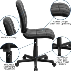 Office Chairs*Flash Furniture Clayton Armless Vinyl Swivel Mid-Back Quilted Task Office Chair, Black (GO16911BK)