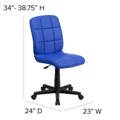 Office Chairs*Flash Furniture Clayton Armless Vinyl Swivel Mid-Back Quilted Task Office Chair, Blue (GO16911BLUE)