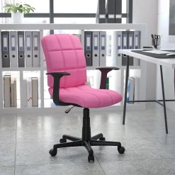 Office Chairs*Flash Furniture Clayton Vinyl Swivel Mid-Back Quilted Task Office Chair, Pink (GO16911PINKA)