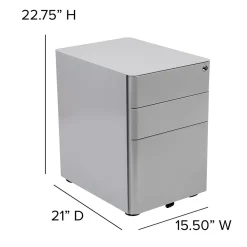 File Cabinets*Flash Furniture 3-Drawer Cabinet, Legal & Letter Files, Gray, 21