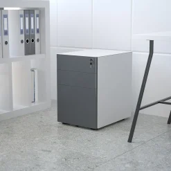 File Cabinets*Flash Furniture 3-Drawer Cabinet, Legal & Letter Files, White/Charcoal, 21" (HZCHPL02GRYWH)