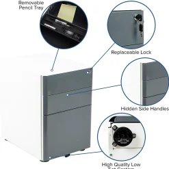 File Cabinets*Flash Furniture 3-Drawer Cabinet, Legal & Letter Files, White/Charcoal, 21