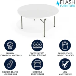 Folding Tables*Flash Furniture Elon Folding Table, 59.75" x 59.75", Granite White (DADYCZ152RGW)