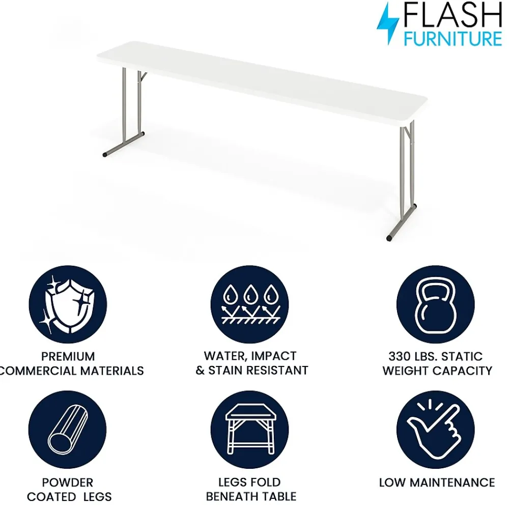 Folding Tables*Flash Furniture Elon Folding Table, 96" x 18", Granite White (DADYCZ2442GW)