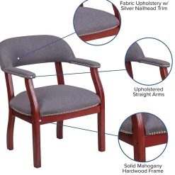 Office Chairs*Flash Furniture Fabric Luxurious Conference Chair with Silver Trim Nails, Gray (BZ105GY)