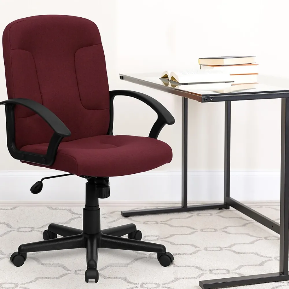 Office Chairs*Flash Furniture Garver Fabric Swivel Mid-Back Executive Office Chair, Burgundy (GOST6BYFAB)