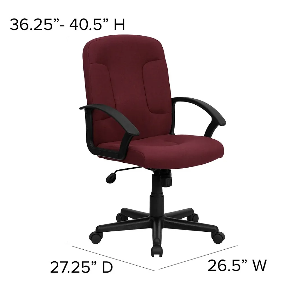 Office Chairs*Flash Furniture Garver Fabric Swivel Mid-Back Executive Office Chair, Burgundy (GOST6BYFAB)