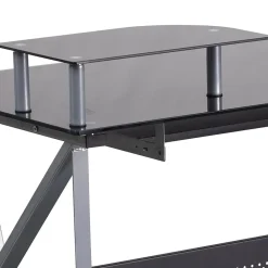 Computer Desks*Flash Furniture Glass Computer Desk with Pull-Out Keyboard Tray and CPU Cart, Black