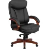 Office Chairs*Flash Furniture Hansel Ergonomic LeatherSoft Swivel High Back Executive Office Chair, Black/Mahogany (BT90171HS)