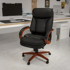 Office Chairs*Flash Furniture Hansel Ergonomic LeatherSoft Swivel High Back Executive Office Chair, Black/Mahogany (BT90171HS)