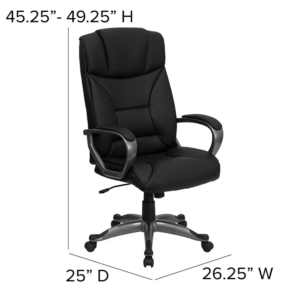Office Chairs*Flash Furniture Hansel Ergonomic LeatherSoft Swivel High Back Executive Office Chair, Black (BT9177BK)