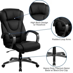 Office Chairs*Flash Furniture Hansel Ergonomic LeatherSoft Swivel High Back Executive Office Chair, Black (BT9069BK)